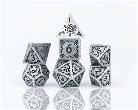 Illusory Metal Dice Set - Silver - Rollespilsterninger - Sirius Dice